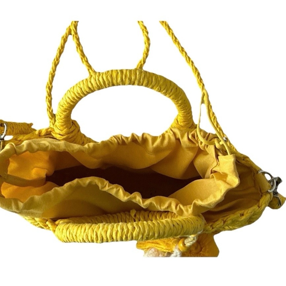 Most Wanted USA Top Handle Straw Crossbody Small Bag in Yellow - Picture 9 of 9